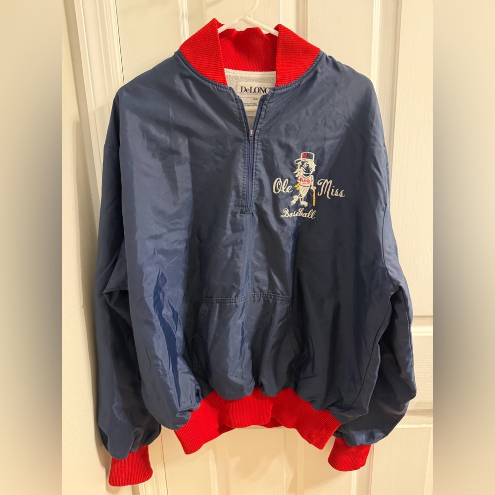 Vintage Ole Miss Baseball Colonel Rebel Pullover Jacket Delong Men’s 90’s XL